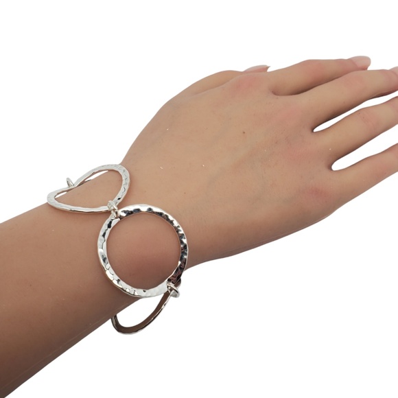 Sterling Silver Hammered Circle Link Bracelet #20717 - Picture 10 of 11